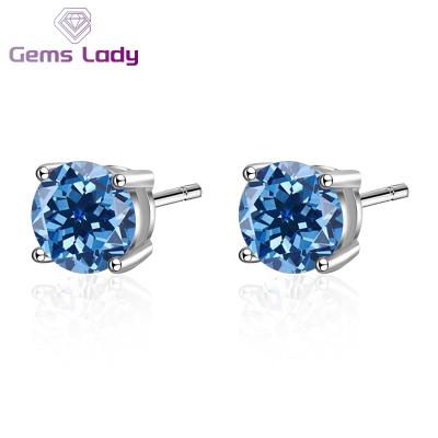 China Cute GEMS LADY Fashion S925 Silver Stud Earrings With 5mm And 6.5mm Geometric Shape Fine Jewelry For Couples Anniversary Couples Gifts for sale