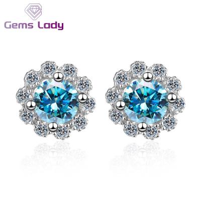 China High Quality GEMS LADY S925 Moissanite Silver Stud Earrings Cute With Classic Snowflake And Geometric Shape Fine Jewelry For Wedding for sale