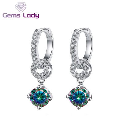 China Silver GEMS LADY Romantic Moissanite Drop Earrings With Round Shape For 2023 Trend Female Wedding Couples Cute Gift Birthday Gift New for sale