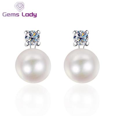 China LADY Vintage S925 Sterling Sliver Stud Earrings from BOHEMIA GEMS with Moissanite Jewelry for Women Wedding Classic Design with Pearl Shape for sale