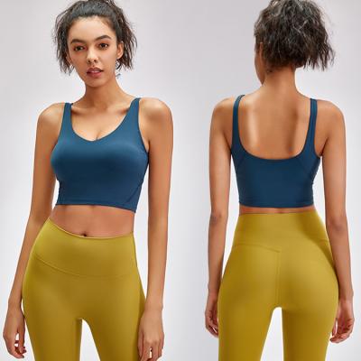 China Other 2021 HIGH QUALITY v-neck yoga vest sports bra for yoga line up soft high-elastic nylon spandex fabric yoga top for sale