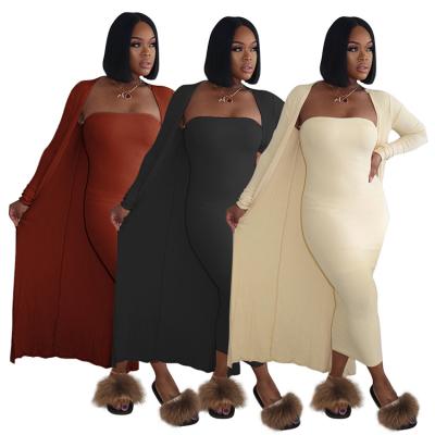 China Other Women's 2 Piece Plus Size S-5XL Dress Coat Hot Selling Autumn Clothing Sets for sale