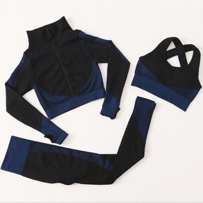 China The OTHER new XL! 3 pcs or 2 pcs long sleeve active wear jacket with zipper yoga sets gym clothing for women for sale