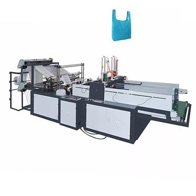 China HDPE T-shirt Shopping Bags Automatic Garbage Bag Making Machine Plastic Bags Pe Poly Nylon T-shirt Black Shopping Film Plastic Bag Making Machine for sale