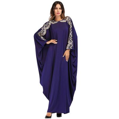 China Spandex Ethnic Clothing Wholesale Muslim Dubai Dresses Bat Wing New Long Sheath Plus Size Long Dress Women's Dress for sale