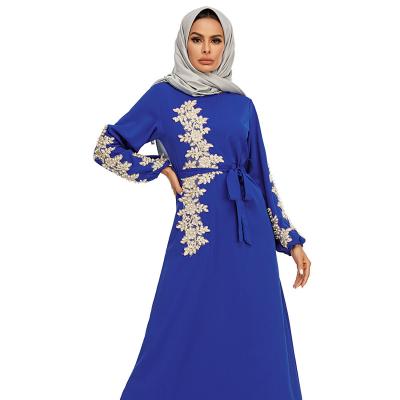 China New 50% Polyester Factory Wholesale Muslim Long Dresses Elegant Embroidery Long Sheath Muslim Dresses Islamic Clothing Swing Dress for sale