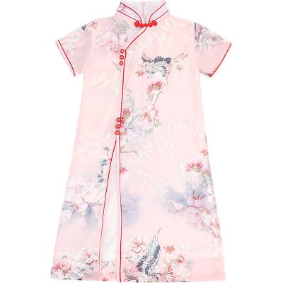 China Chinese Style Improved Cheongsam Dress Factory 2021 Summer New Chinese Style Youth Wholesale Lace Up Female Children Cartoon Short Ball Gown for sale