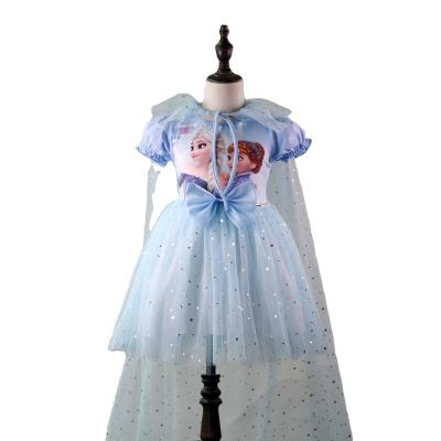 China children clothing 2021 girls summer cartoon yarn dresses Anti-wrinkle children's clothing show dress net girls dress for sale