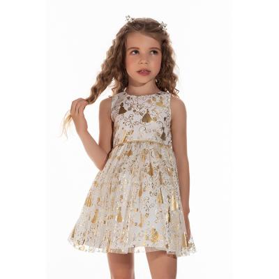 China Net Yarn New Children's Dress Sleeveless Hot Stamping Cartoon Printed Mesh Lace Skirt for sale