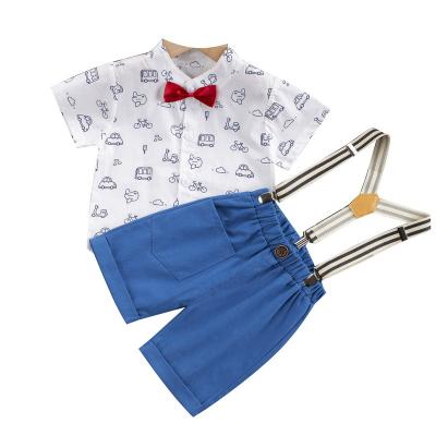 China HIGH STREET hot sales fashion boy clothing cotton shorts sleeved children's suits ties pants children clothing for sale