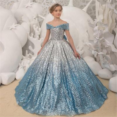 China 2019 New Arrival Regular High Quality Girl Formal Formal Dress Kids Party Dress Sequined Kids Floor Length Ball Gown for sale