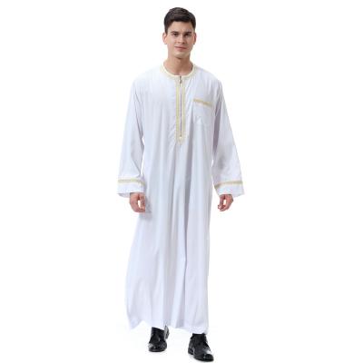 China New Custom Floral Printing Mens Abaya Robe Muslim Clothing 2021 Plus Class Summer White Ethnic Thobe/Thawb 1pc/polybag FC-KR0732 for sale