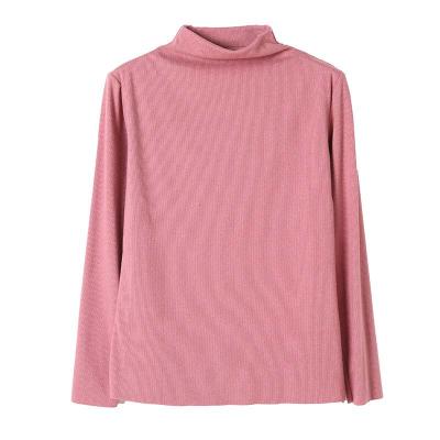 China Breathable Warm Colors Women's Casual Clothing T-shirt Solid Color High Stretch Mock Turtle Neck Long Sleeve for sale