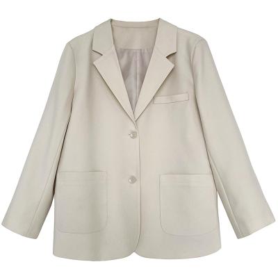 China Hot Sale Good Quality Spring Anti-Shrink Autumn Pockets Single Breasted Loose Straight Blazer For Women for sale