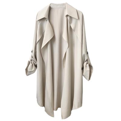 China Bet Wave Cut Ruffles Loose Selling Good Quality Autumn Spring Warm Drop Shoulder QUICK DRY Thin Ditch Coat For Women for sale