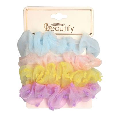 China Hair Decoration and Ponytail Holding Girls Hair Accessories 4PC Wholesale Fashionable Shiny Transparent Tornado Scrunchies for Women and Girl for sale