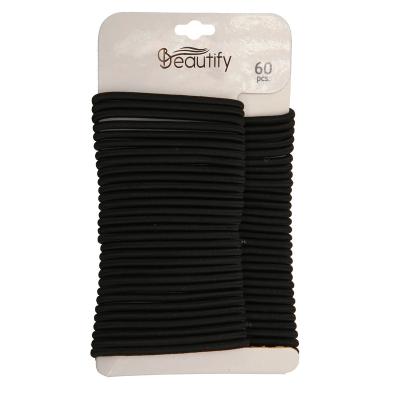 China 60pcs Hair Holder 4MM Around All Black Color Elastics 14CM Strong Stretch For Medium Thick Hair Pony Holder For Women And Girl Hair Band for sale