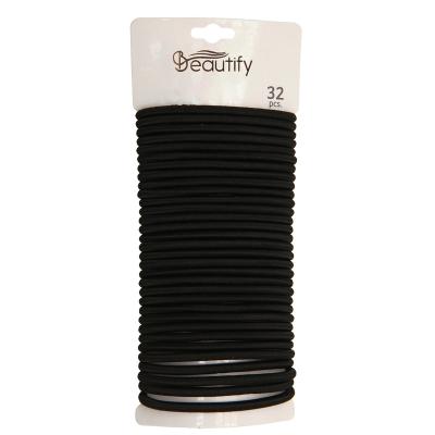 China Strong Hair Holder 32 Count Grip Pony Holder Hair Band Black Color Elastics 14cm For Women And Girls Strong Stretch for sale