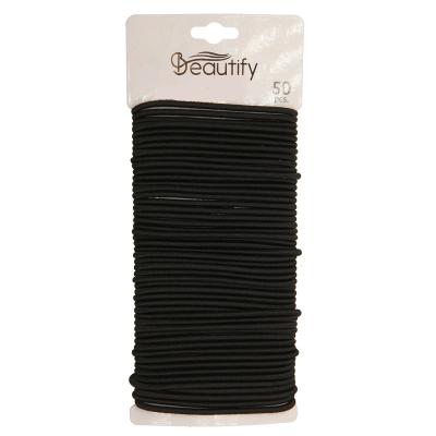 China Hair Holder 50 Count 2.3MM All Black Elastic Pony Thin Holder For Women And Girl Thin Hair Band With Strong Stretch for sale