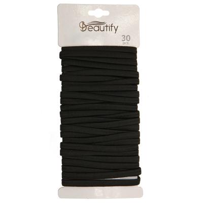 China Hair Rack 30 Count All Black Flat Metal-hugging Elastic Stretch Pony Hair Rack Strong Band For Women And Girls for sale