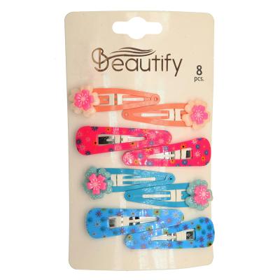 China Wholesale Clip 8 Colorful PC Hair Clip Cute Cute Hair Clip Flower Snap Clips For Kids And Children Sweet Snap Barrettes In Daily Life for sale