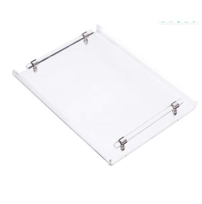 China Supermaket Factory Directly Sales Rectangle Clear Serving With Acrylic Handle Tray for sale