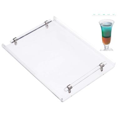 China Factory Directly Sales Clear Rectangle Acrylic Tray Handles Supermaket for sale