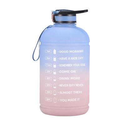 China BPA Free 3.78L Gradient Sustainable Plastic Motivational Color With Straw Sport Water Bottle for sale