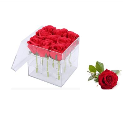 China Supermaket Packaging Box Custom Luxury Acrylic Dry Clear 9 Logo Flower Acrylic Box Flower Keepsake Box for sale