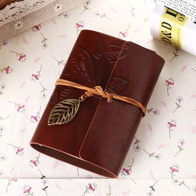 China Magnetic Travelers Vintage Notebook Diary Custom Emboss Print Logo Stationery Gift School Supplies PU Leather Notebook for sale