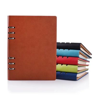 China Magnetic Custom Black Loose Leaf Hard Cover Travel A5 PU Leather Notebook for sale