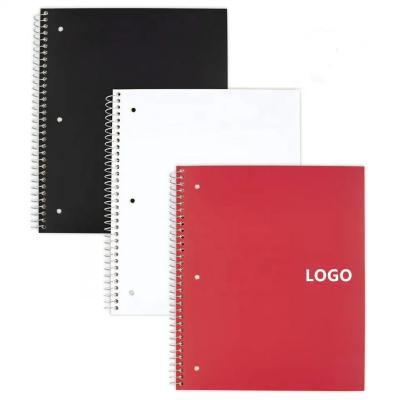 China Custom Hardcover Spiral Notebooks 3 Subject College Ordered Paper 150 Sheets 11 x 8.5 Inches Black White Red for sale