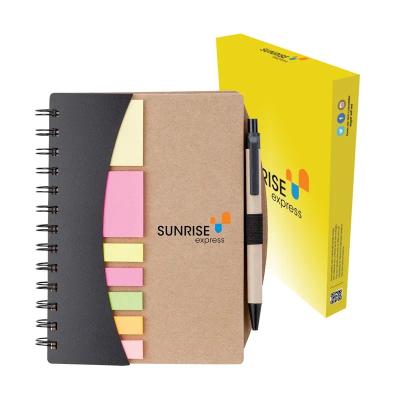 China Custom Logo Spiral Notebook Hardcover Notebook with Sticky Notes and Ballpen Composition Notebook Planner Book for sale