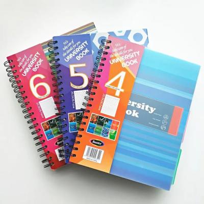 China Plastic Hard Cover Personalized A4 Cover Custom Printed 5 Subject Double Spiral Notebook for sale