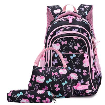 China Waterproof Girls Butterfly Printing Bookbags Children Teenager Backpacks Kids Primary School Bag Set With Lunch Bag And Pencil Case for sale