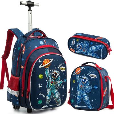 China Wholesale Waterproof Child Luggage Travel Bags Elementary School Trolley Bag Boys And Girls Cartoon Printed Backpack for sale