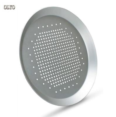 China Sustainable Aluminum Alloy Metal Round Perforated Pizza Baking Tray Pan for sale