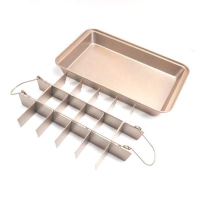 China Non Sustainable Stick High Carbon Steel Baking Pan Brownie Pan With Dividers for sale