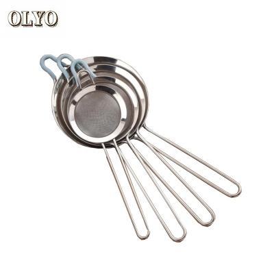 China 304 Stainless Steel Sustainable Oil Mesh Strainers Colander / Flour Sieve / Sieve Spoon for sale