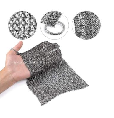 China Viable Hot Sale 316 Stainless Steel Chainmail Welded Wire Mesh Cast Iron Cleaner for sale