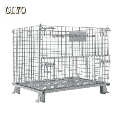 China Collapsible Collapsible Heavy Duty Galvanized Steel Metal Storage Cage / Warehouse Basket for sale