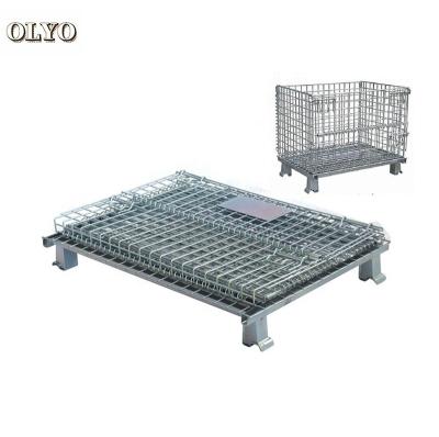 China Collapsible Heavy Duty Warehouse Galvanized Steel Wire Mesh Pallet Storage Containers for sale