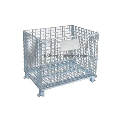 China Galvanized Foldable Galvanized Wire Mesh Storage Warehouse Container Cage 800 x 600 x 640 mm for sale