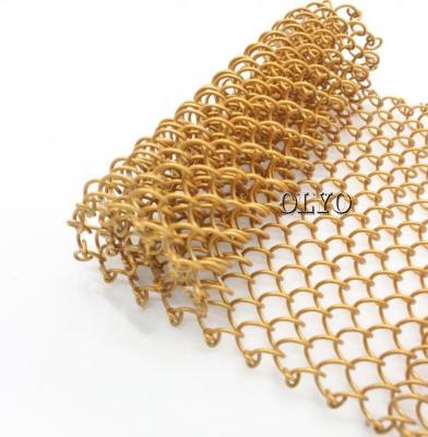 China Long Lasting Gold Spiral Mesh Metal Room Divider Curtain/decorative mesh for sale