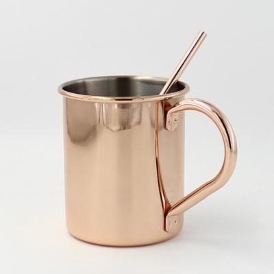 China Sustainable Wholesale Stainless Steel 500ml Copper Cup Beer Mug Straight Moscow Mule Mug for sale