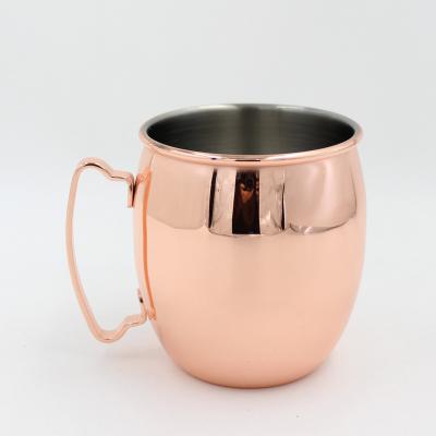 China Amazon 550ml Disposable Stainless Steel Beer Cup Mug Moscow Mule Mug Smooth Copper for sale