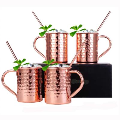 China Sustainable Amazon 18oz Stainless Steel Straight Tumbler Hammered Travel Mug Moscow Mule Mug Set for sale