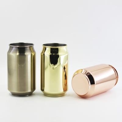 China Sustainable 500ml Stainless Steel Tumbler Tin Drink Cup Cola Cup Can Shaped Cola Tin With Straw for sale