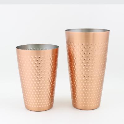 China Hot Selling Liquor Sale Stainless Steel 18/25oz Boston Unweighted Copper Hammered Cocktail Boston Mix Shaker for sale