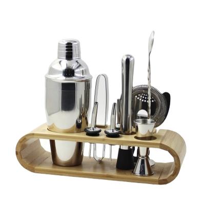 China Amazon Viable Success Stainless Steel Bar Tools Cocktail Set 9 Piece Cocktail Shaker Set Bar Accessories for sale